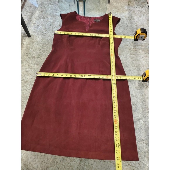 Connected Apparel Womens Maroon Polyester V-Neck Sleeveless Knee Length Dress 12 - Picture 7 of 11